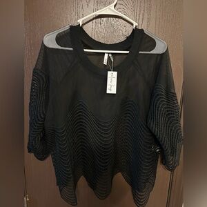 NWT Mirror Image Black Mesh funky top 1X